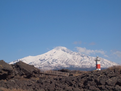沓形からの利尻富士の風景